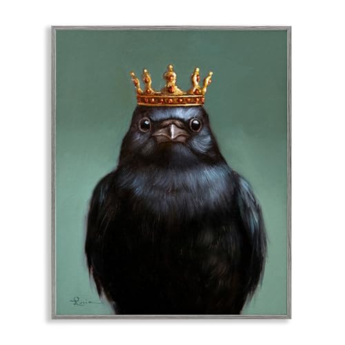 Portrait de King Crow Lucia Heffernan cadre blanc Stupell Industries 35,6x27,9 cm