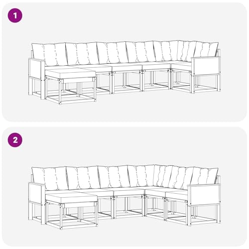 Ensemble de canapés d'extérieur 7 pcs naturel et beige pour salon de jardin moderne - 5