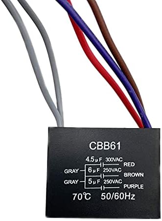 New CEILING FAN CAPACITOR CBB61 4.5uf + 6uf + 5uf 5 WIRE 250V