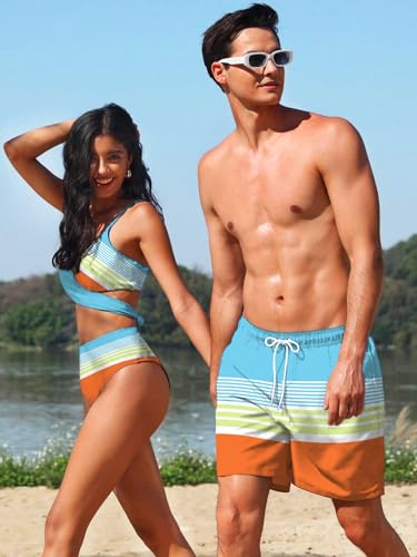 Generic Mens Swim Trunks with Compression Liner 2 in 1 Swimwear 7"" Inseam Quick Dry Swimsuit Board Shorts2