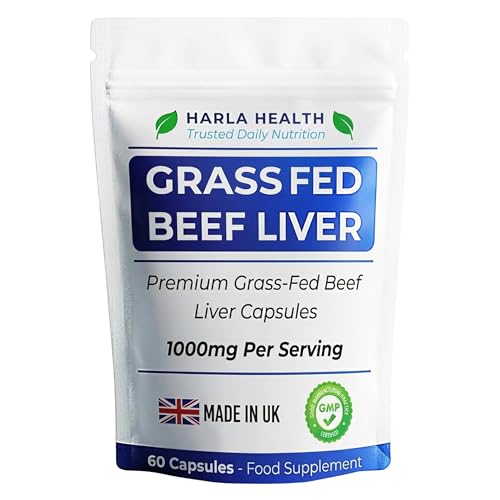 Grass Fed Beef Liver Capsules 1000mg per Serving | Freeze Dried Bovine Liver Supplement | High Strength Iron B12 & Vitamin A | Supports Energy Immunity & Vitality | 60 Capsules