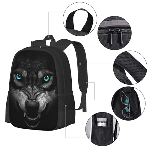 17 Inch Backpack for Hungry Wolf Lightweight Adjustable Animal Backpacks with Mesh Side Pockets for Travel Outdoor Sports4