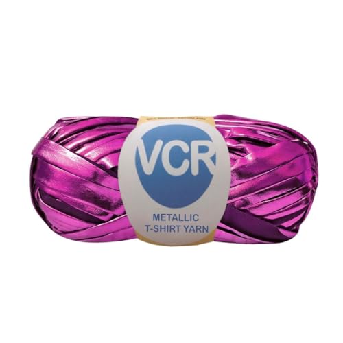 Image of VCR Shine Metallic Purple Metallic T-Shirt Yarn, 100 Grams, 100% Metallized Craft Yarn, Pack of 1 Yarn, Suitable for Handbags, Tote Bags and Sling Bags
