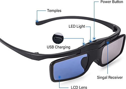 Rf 3D Glasses, Active Shutter Rf 3D Glasses Rechargeable Suitable For Rf 3D Tv Projectors, Rf 3D Eyewear For Sony Epson Toshiba Sharp, Compatible With Tdg-Bt500A, Ssg-5100Gb, An3Dg40, Pack Of 4 #TOP3