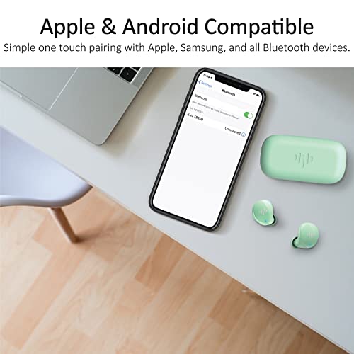 Image of iLuv myBuds Wireless Earbuds, Bluetooth 5.3, Built-in Microphone, 20 Hour Playtime, IPX6 Waterproof Protection, Compatible with Apple & Android, Includes Charging Case & 4 Ear Tips, TB100 Mint