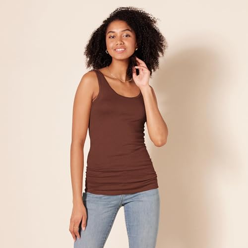 Image of Amazon Essentials Women's Slim-Fit Ribbed Scoop Neck Tank Tops, Pack of 2
