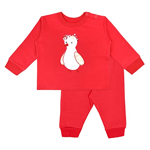 Image of ARIEL Cotton Fleece Clothing Sets For Boys & Girls - Unisex Winter Clothing Sets Full Sleeve T-Shirt & Pant, Red