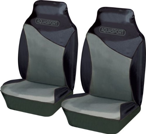 Image of Car Front Seat Covers (Pair) Waterproof Tear Resistant Fabric in Black & Grey