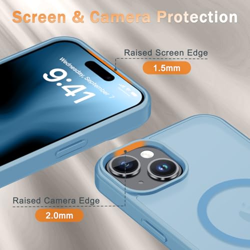 Image of for iPhone 15 Plus Case, iPhone 14 Plus Case, Matte Magnetic Phone Cover with 1 Screen Protector [Support for MagSafe] [Shockproof Military Grade Protection] Translucent Frosted Back, Lavender Purple