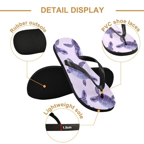 CEBUGI Unisex Flip Flop -Flat Sandal -NonSlip Couple Slippers -Natural Rubber Foam Soles Ultimate Comfort and Durability for Indoor Outdoor|Purple Turtles2