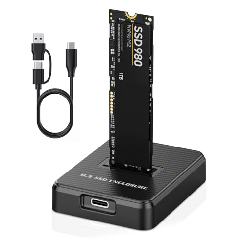 M.2 NVMe & SATA to USB Adapter - USB 3.2 Gen 2 10Gbps External SSD Enclosure, Aluminium Alloy Housing, Supports M.2 (M Key) NVMe & (B+M Key) SATA SSDs, Plug and Play External Storage Solution