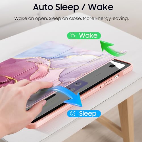 Image of Fintie Hybrid Slim Case for Samsung Galaxy Tab S9 FE 10.9 Inch /Galaxy Tab S9 11 Inch 2023 with S Pen Holder, Shockproof Cover with Clear Transparent Back Shell, Auto Wake /Sleep, Dreamy Marble