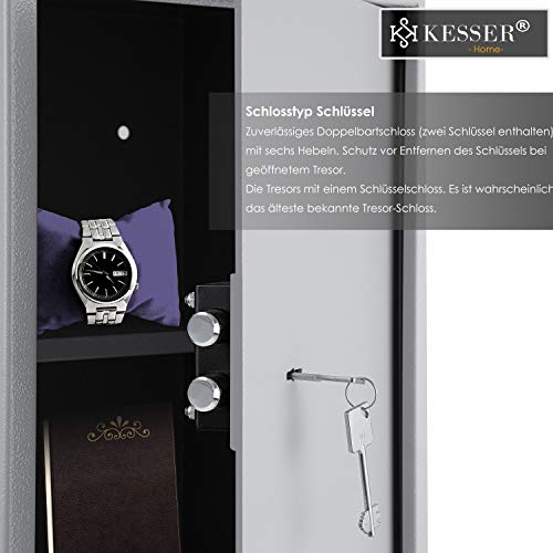 Foto von KESSER® Tresor Möbeltresor mit Doppelbartschloss, Safe Geldschrank Boden-Wandtresor Wandsafe 50x35x31cm ink. 2 x Schlüssel & Befestigungsschrauben, Silber