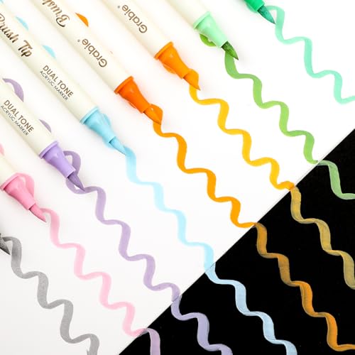 Image of Grabie 72 Colors Acrylic Paint Markers, 36 Pack Dual Tip Soft Brush Acrylic Markers, Water-Based Paint Pens for Paper, Rock Painting, Wood, Canvas, Glass, Fabric, DIY Craft Art Supplies for All Ages