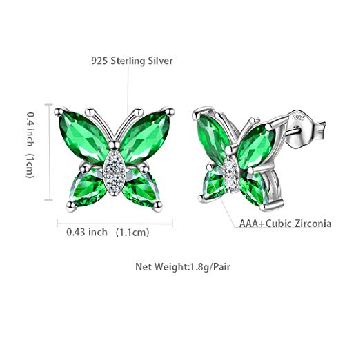 Aurora Tears 925 Sterling Silver Butterfly Studs,Butterflies May-Emerald Birthstone Crystal Earrings Studs Jewelry Gift For Women Teen Girls #TOP5