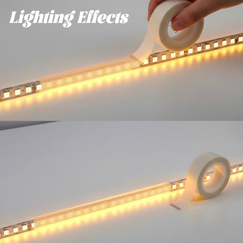 Bruislard 2 Rollen Lichtdiffusorband Led Diffusor 2 cm × 9 m Beige & Kaffee, Lichtdämpfende LED-Lichtleiste Abdeckaufkleber für leicht diffuses Licht