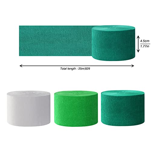 Image of Green-White Birthday Party-Decorations Crepe-Paper Streamers - 9 Rolls Jungle Theme Paper Garland Streamer St. Patrick's Day Neutral Baby Shower Sping Summer Forest Backdrops Decor Panduola