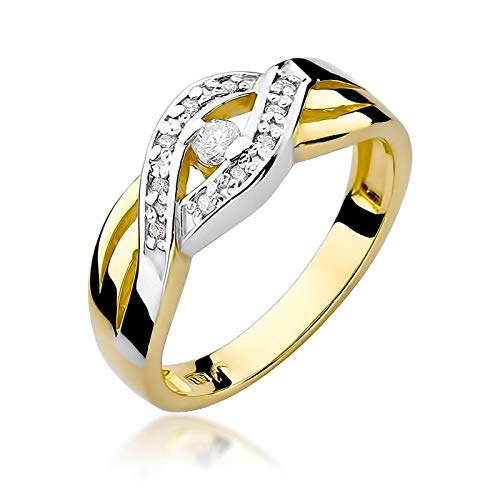 Damen Ring 585 14k Gold Gelbgold natürlicher echt Diamanten Brillanten Cover