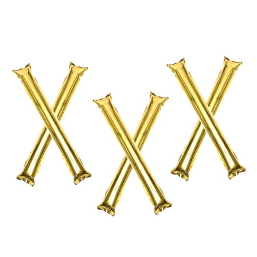 FOMIYES 6pcs Gold Inflatable Cheering Sticks for Concerts and Sports Events, Team Spirit Blow up Noise Makers, Lightweight Aluminum Film Material, Stadium Noisemakers for Football