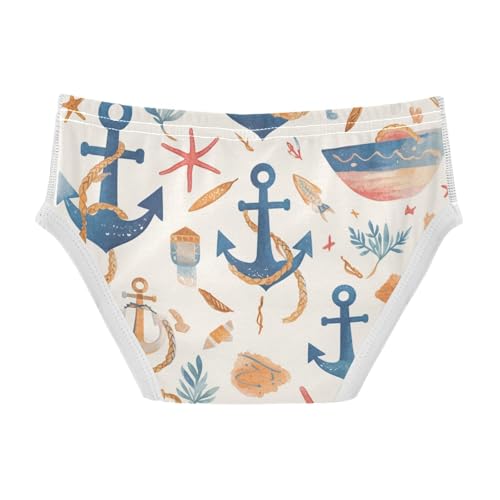 KLL Hand Drawn Sea Ship Ocean Boys Toddler Pure Cotton Underwear Briefs Breathable Undies2