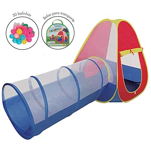 Barraca Infantil 2 em 1 com 60 Bolinhas e Bolsa de Transporte, Importway, Multicor, BW065