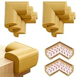 8 Pack Large Table Corner Protector for Kids, Baby Proofing Soft Rubber Foam Cushion Corner Covers, Heavy-Duty Corner Bumper Guards for Furniture Stair Cabinet Fireplace - Pre-Taped, Light Brown