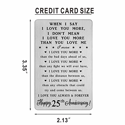 25th Anniversary Card Gifts for Women Couple, 25th 25 Year Anniversary Romantic Wallet Card Gifts for Wife2