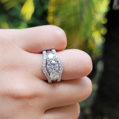 DovEggs Moissanite Curved Enhancer Guard Wedding Eternity Band 2ct F-G-H Color Pear Shaped Moissanite Halo Engagement Ring 14k Gold QUALITY Sterling Silver Wedding Rings for Women3