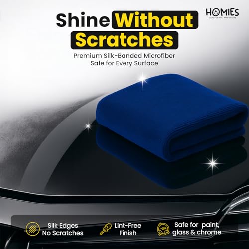 Image of Homies Microfiber Cleaning Cloth for Car, Bike & Home (4 pcs - 40x40 cms) - Super Absorbent, Lint-Free, Scratch-Free Wash, Dry & Detailing Towel- Multi-Color (Microfiber Cleaning Cloth 350 GSM Pack 4)