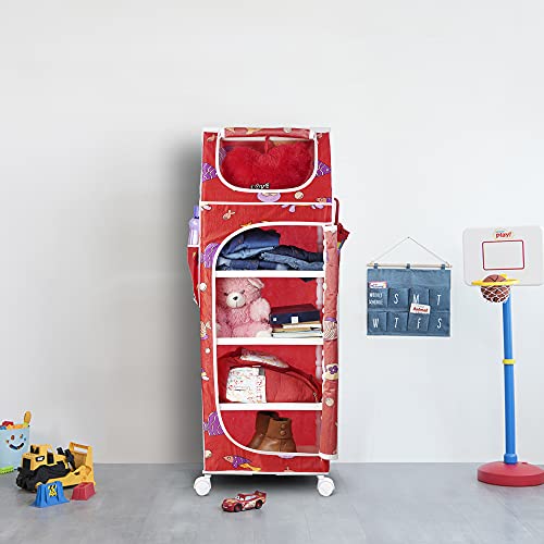 Image of Little One's | 5 Plastic Shelves Baby Wardrobe /Toy Organizer | Aquatic Red | TB5 /FR