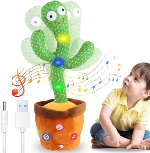 Storio Rechargeable Toys Talking Cactus Baby Toys for Kids Dancing Cactus Toys Can Sing Wriggle & Singing Recording Repeat What You Say Funny Education Toys for Children Playing Home Decor for Kids