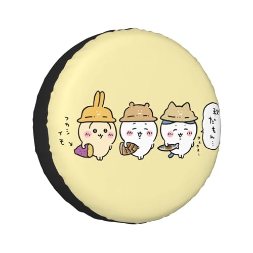 タイヤカバー ちいかわ スペアタイヤカバー おしゃれ タイヤ収納 防塵 防水 防紫外線 日焼け止 汚れ防止 劣化対策 タイヤバッグ 持ち運び便利 取付簡単 カー用品 14〜17インチ 屋外 軽自動車 普通車 汎用 14インチ:直径60-69cm