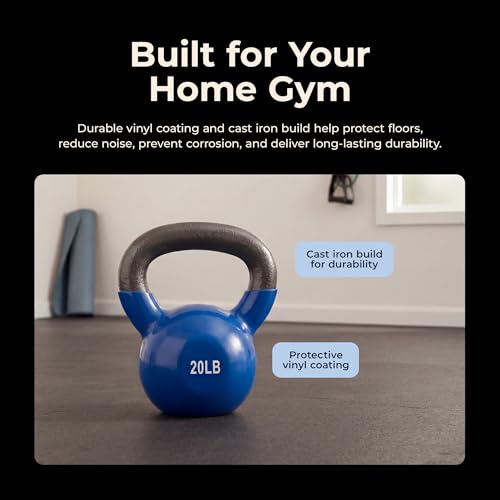 Image of Sunny Health & Fitness Vinyl Coated Cast Iron Kettlebell 5-25 lb