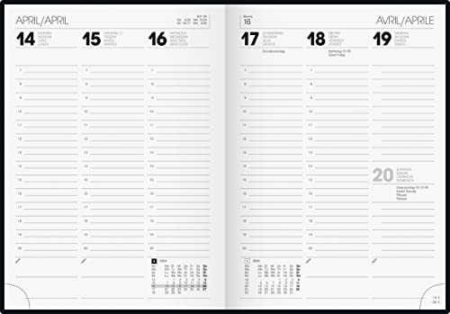 BRUNNEN Weekly calendar ''Stripes'' model 796 2024, 2 pages = 1 week, sheet size 14.8 x 20.8 cm, black/white - Image 2