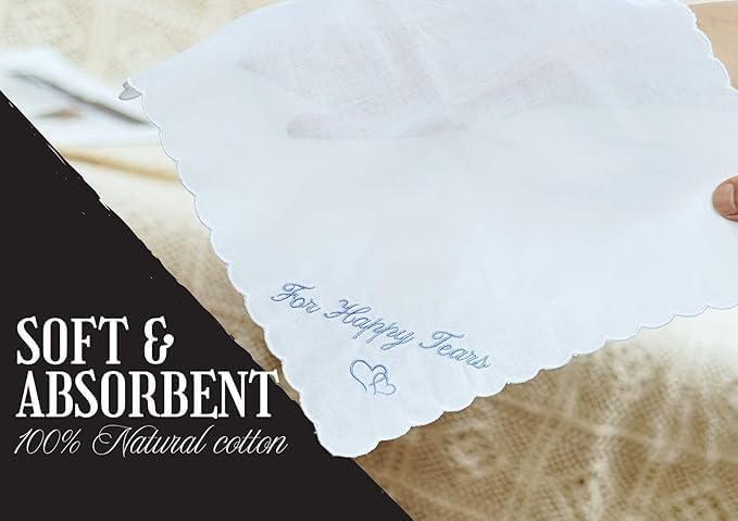 InnoBeta Mother of the Bride Gifts, Wedding Handkerchief For Happy Tears, Something Blue Handkerchiefs Set of 2 - Image 4