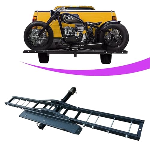 Porta motocicleta de acero pesado para enganche de 2" - Rampa de carga inclinable y bloqueable, compatible con camionetas y SUVs miniatura 2