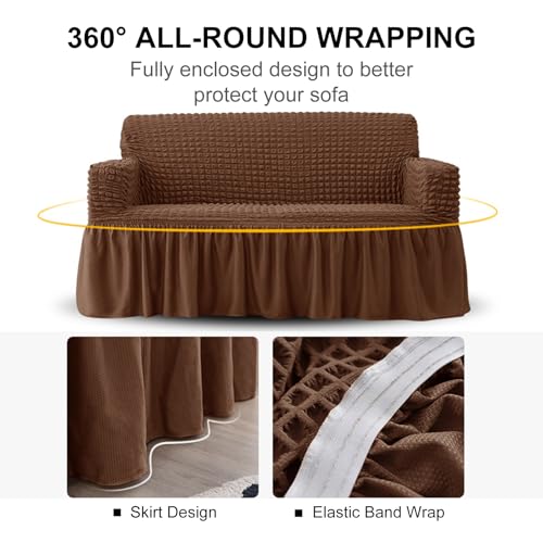 High Stretch Sofa Covers With Skirt, 1/2/3/4 Seater Super Soft Couch Covers All-inclusive Sofa Slipcover Washable Stretchable Sofa Cover Furniture Protector Cover(Size:2 Seater(140-185cm),Color:I) - Image 4