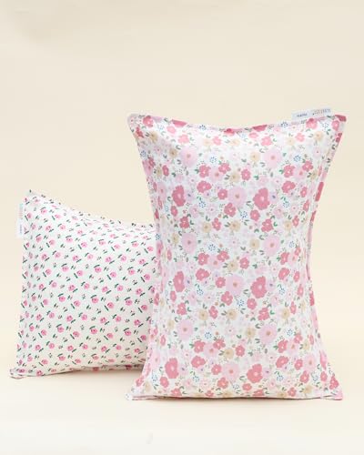 Image of ALVABABY Toddler Pillowcases 2 Pack Organic Cotton Fit 13 inchx 18 inch or 14 inchx19 inch Kids Pillow Cover Envelope for Girl Boy Travel Floral 2L-TPW38A