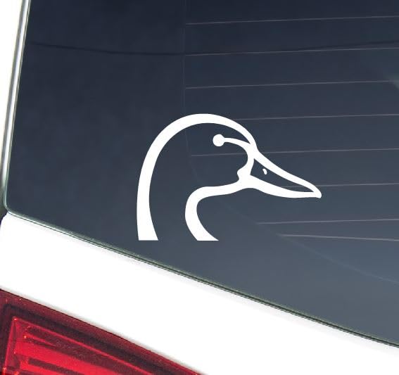 Image of Thistle Brook Cottage Wood Duck Head Car Decal 5.5H x 8W White Vinyl Hunting Truck Rear Window Windshield