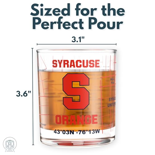 Image of Greenline Goods - University of Syracuse Orange College Whiskey Glasses (Set of 2), 10 oz - Full-Color Logo + Campus Map