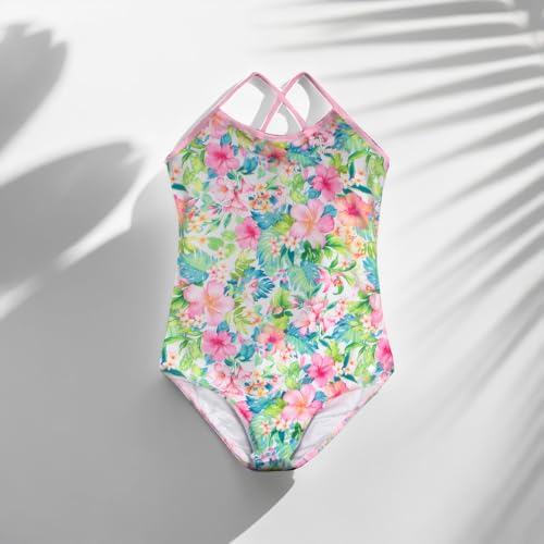 Tommy Bahama Girls One Piece Swimsuit - Tropical Print, Cross-Back Bathing Suit - Quick-Drying Summer Swimwear for Kids4