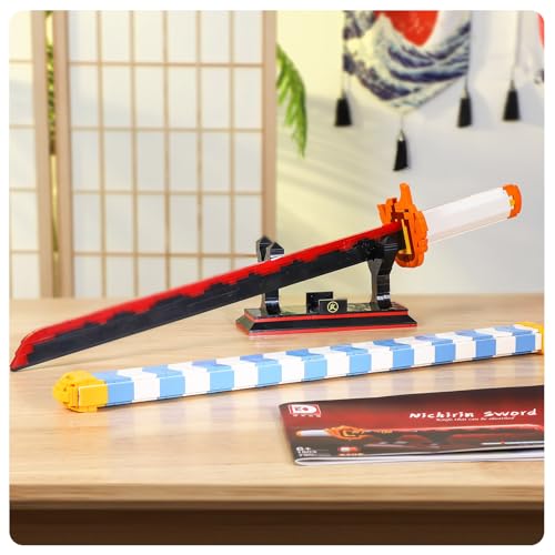 Image of TOY PLAYER Demon Sword Toy Building Set, Rengoku Kyoujurou Sword with Scabbard and Stand, Katana Building Set, Gift for Anime Fans (792 Pcs)