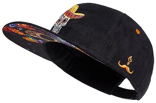 Cadency® Gorra Snapback, Dia de los Muertos, Color Negro, Unisex, Tamaño Ajustable