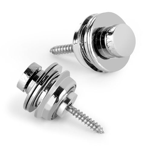 2pcs Guitar Strap Locks, Stainless Steel Guitar Strap Security Guitar Strap Button Lock Quickly Release Guitar Strap Lock Guitar Strap Lock Set for Electric Acoustic Guitar Bass(Silver)