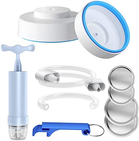 HiFan Jar Vacuum Sealer for Wide & Regular Mouth Mason Jars, Jar Sealer Kit with Accessory Hose & Adapter Hose Compatible with Foodsaver and Other Vacuum Sealer Machines (With Manual Vacuum Pump)