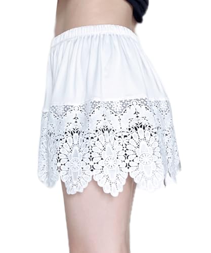 Image of Vanrose Jan Lace Shirt Extender for Women Layering Fake Top Lower Sweep Shirt Hollow Half Length Skirt
