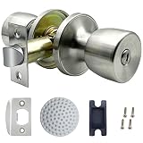 DSJJBLL Door Knob with Lock and Key, Stainless Keyless Round Ball Lock Interior/Exterior Door Knob f