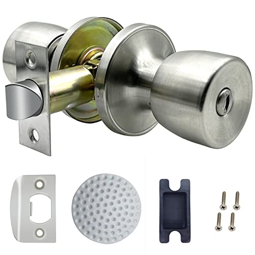 Dsjjbll Door Knob With Lock And Key, Stainless Keyless Round Ball Lock Interior/Exterior Door Knob For Bedroom Or Bathroom (Keyless Stainless) #TOP5
