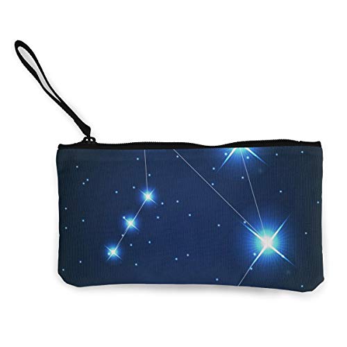 Preisvergleich Produktbild Wrution Waage Zodiac Sign Canvas Münzbörse Tasche Reißverschluss Kleine Geldbörse weiblich tragbar große Kapazität personalisiert