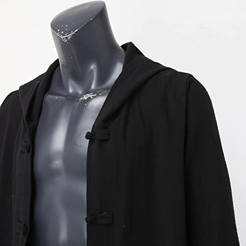 Casaco trench coat masculino de algodão e linho com capuz japonês retrô solto de linho antigo jaquet
